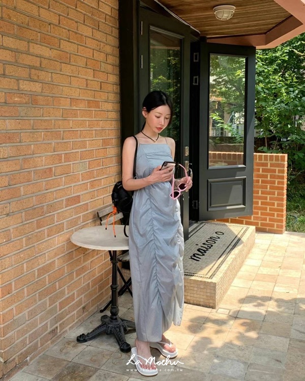 防曬澎感抓皺長洋裝